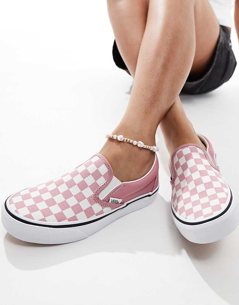 

Розовые и белые слипоны в шахматную клетку Vans Classic