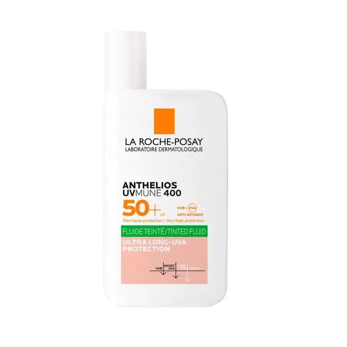 

Солнцезащитный крем anthelios uv mune 400 fluido invisible con color spf50+ La Roche-Posay, объем 50 мл