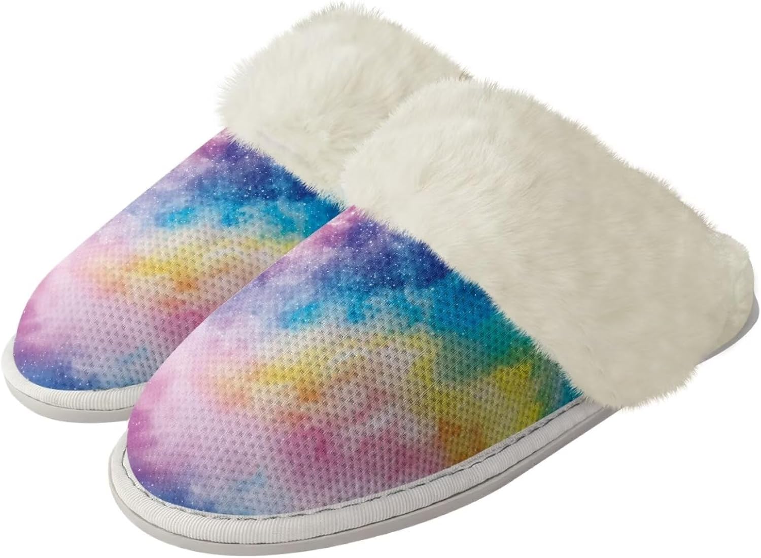 

Женские домашние тапочки, комфортные, удобные, теплые и пушистые, с подошвой против скольжения, унисекс, мягкие плюшевые домашние туфли для спа и ванной Watdotory, Galaxy Tie Dye