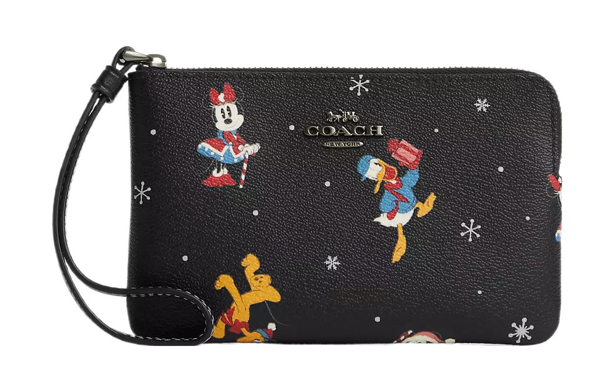 

COACH Дамский небольшой кошелек на молнии с кожаным ремешком