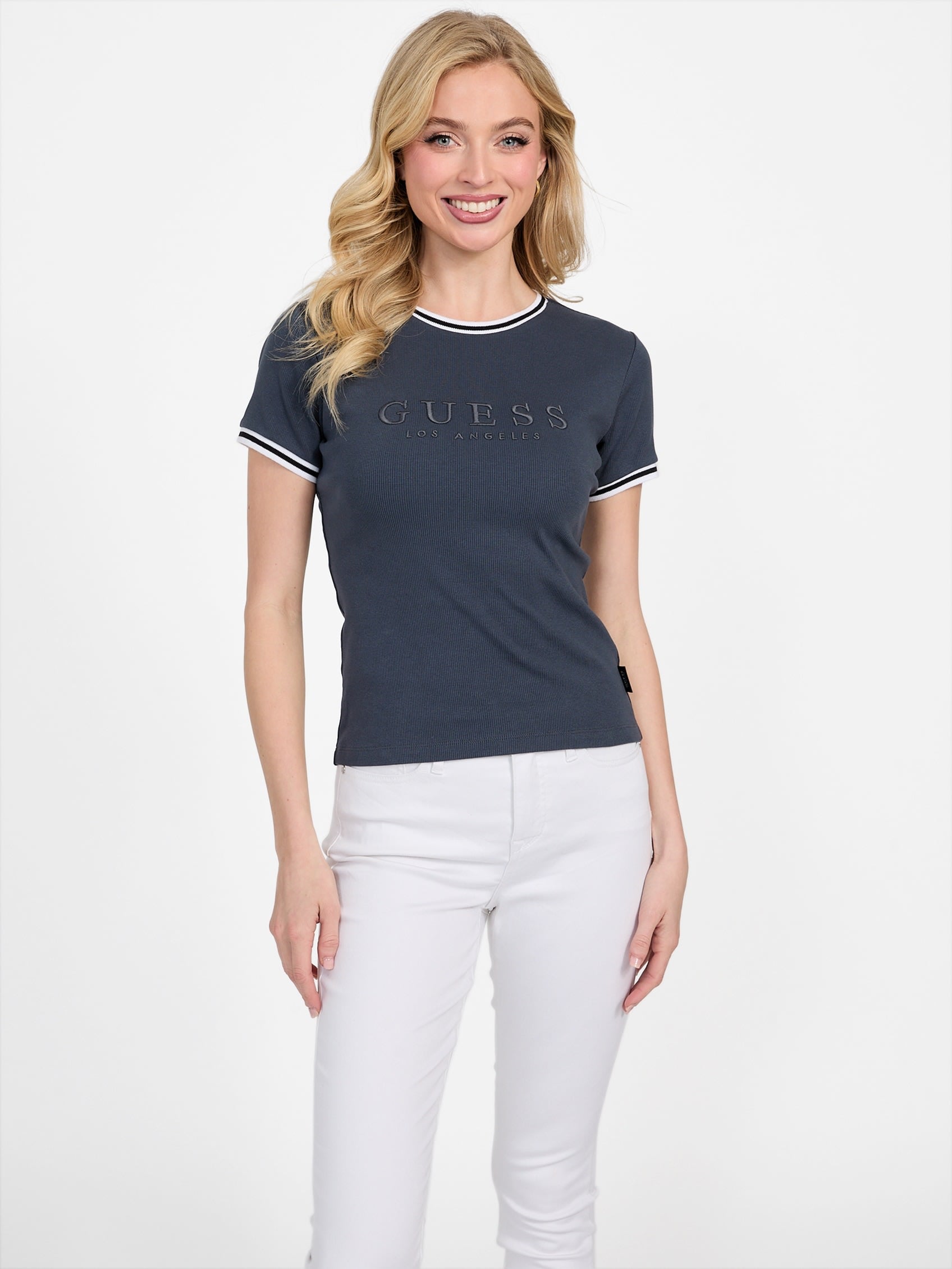 

Футболка с логотипом Eco Teddy Guess Factory, цвет grey shadow blue