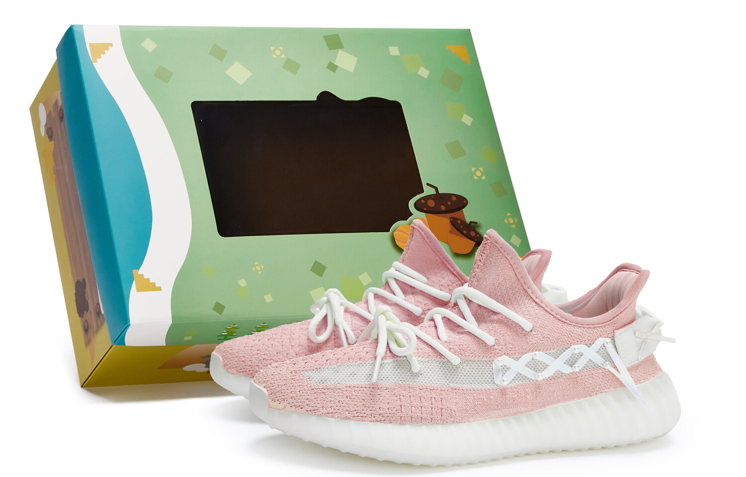 Кроссовки Yeezy Boost 350 V2 Lifestyle унисекс с низким верхом белого цвета Adidas Originals, розовый/белый