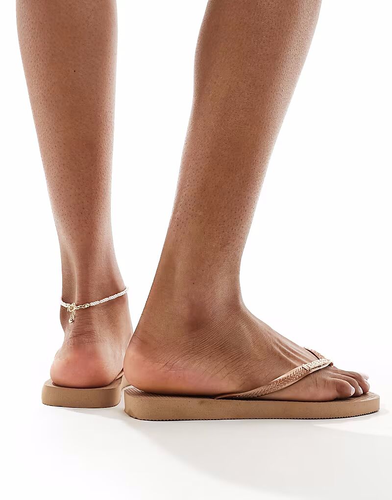 Вьетнамки Havaianas с квадратным носком цвета розового золота — фото 4