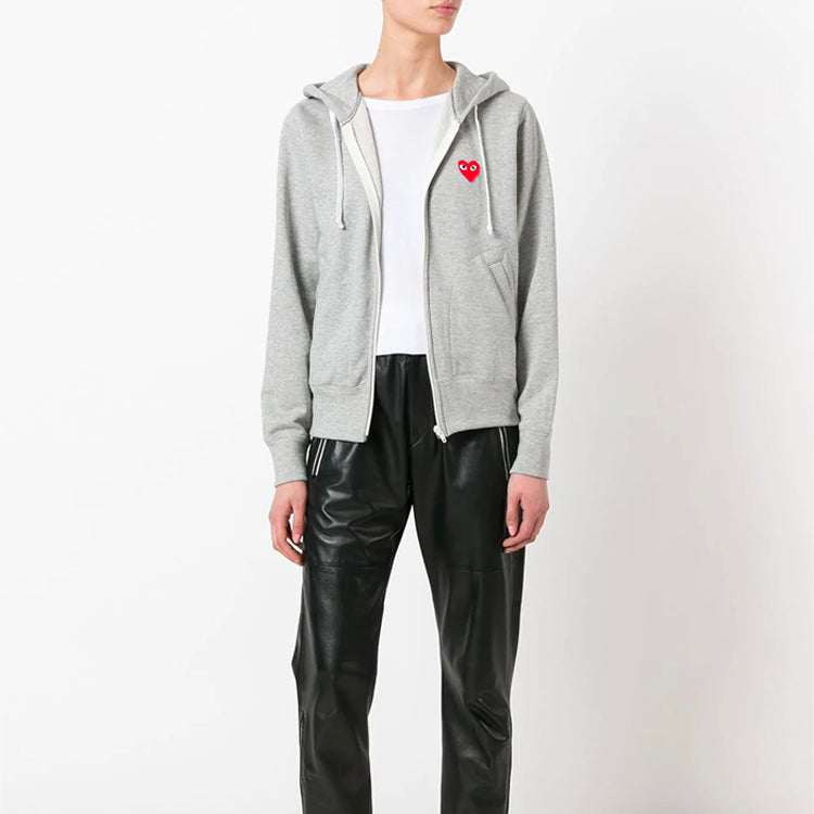 Худи COMME des GARCONS PLAY Zip Hoodie Red Heart Emblem 'Grey' AZ-T168-051-1, серый — фото 3