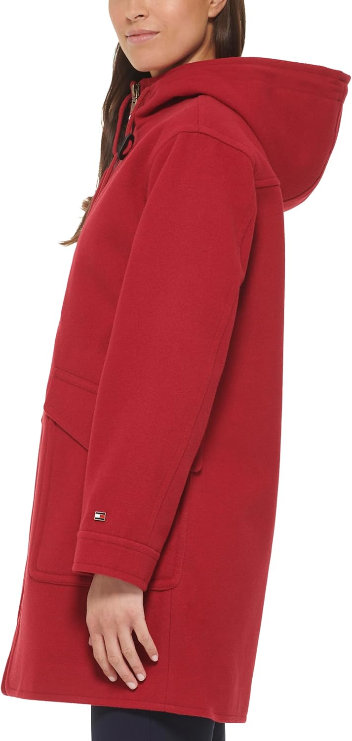 Женское шерстяное пальто на молнии с поясом от Tommy Hilfiger, Drop Shoulder Red — фото 3