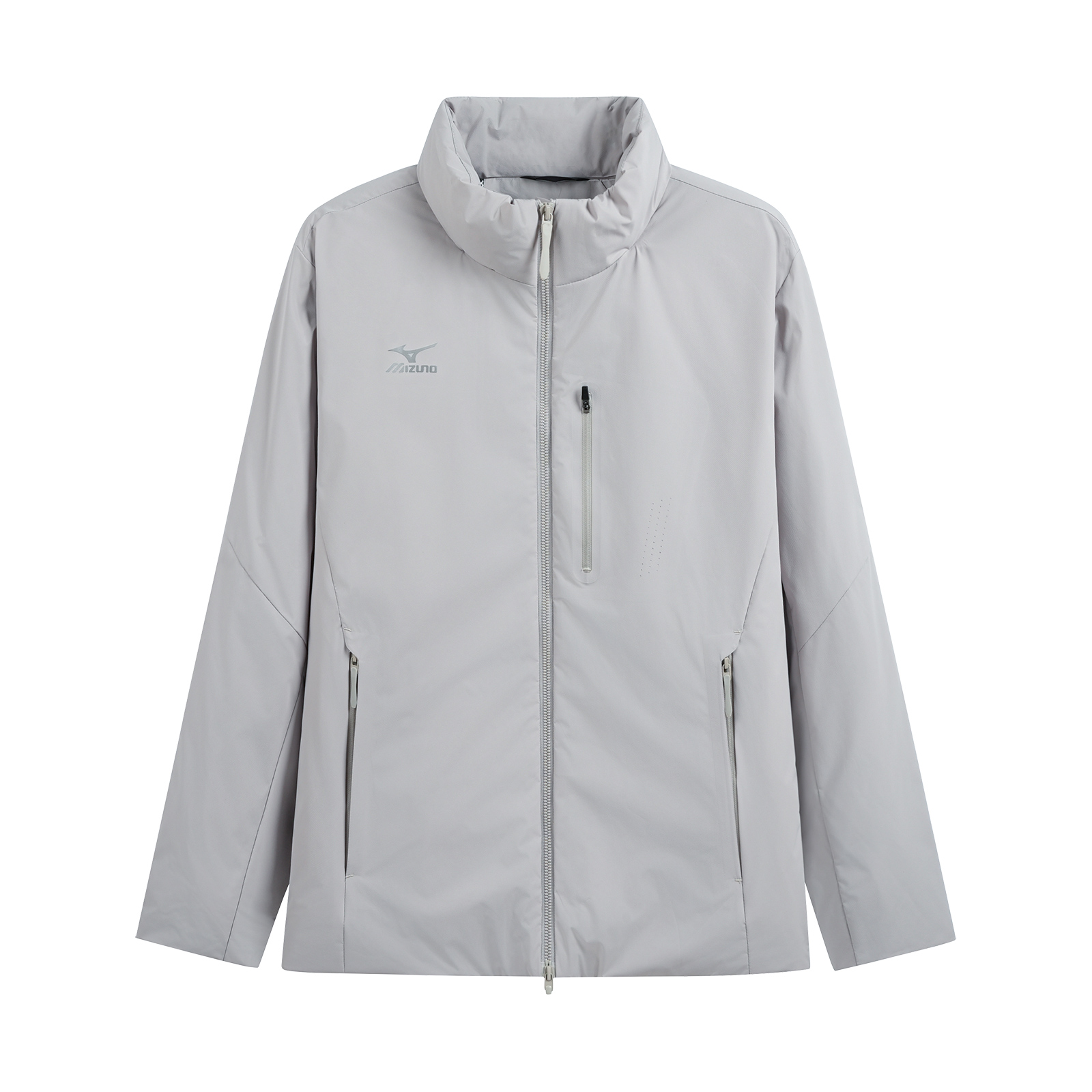 

Пуховик унисекс Mizuno, серо-бежевый желто-зеленый