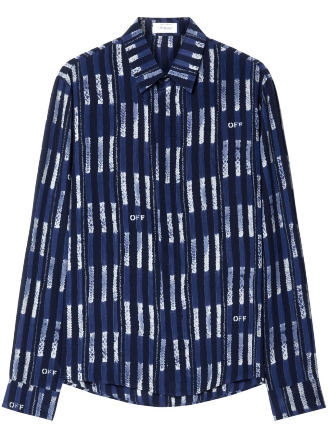 

Off-White шелковая рубашка Shibori с логотипом, синий