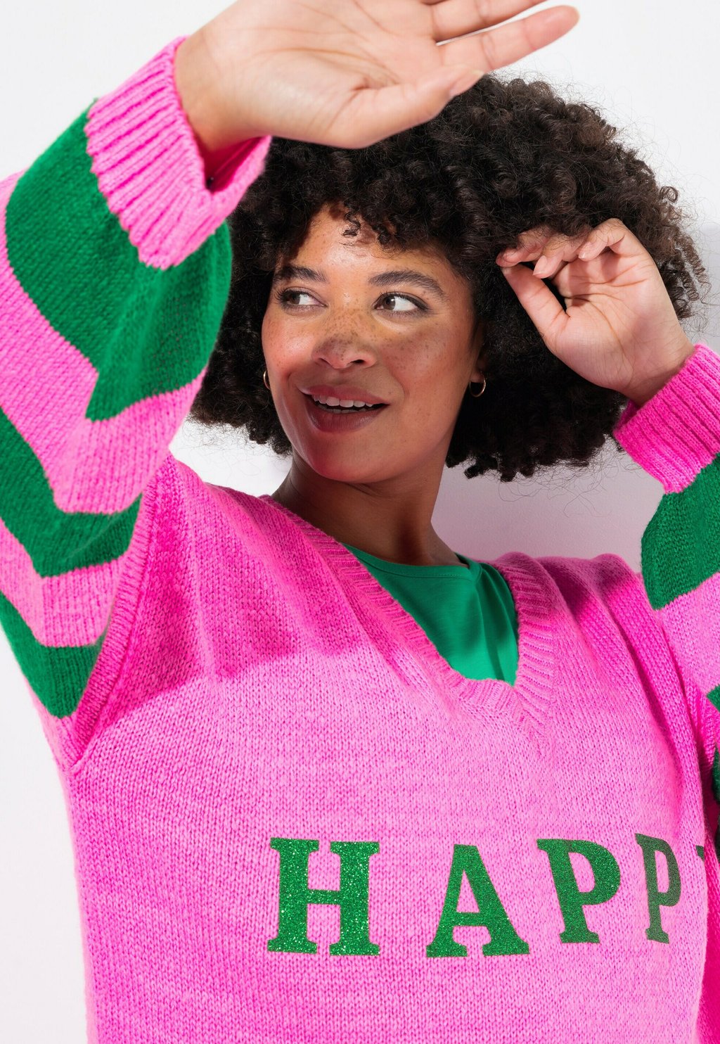 

Джемпер HAPPY STRIPED SLEEVES Angel of Style, розовый