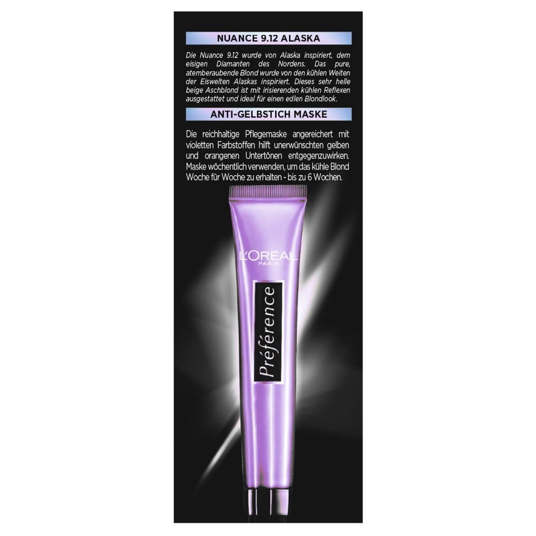 Краска для волос preference cool blondes Loreal Paris, 9.12 - sehr helles beige aschblond, количество 1 шт. — фото 4