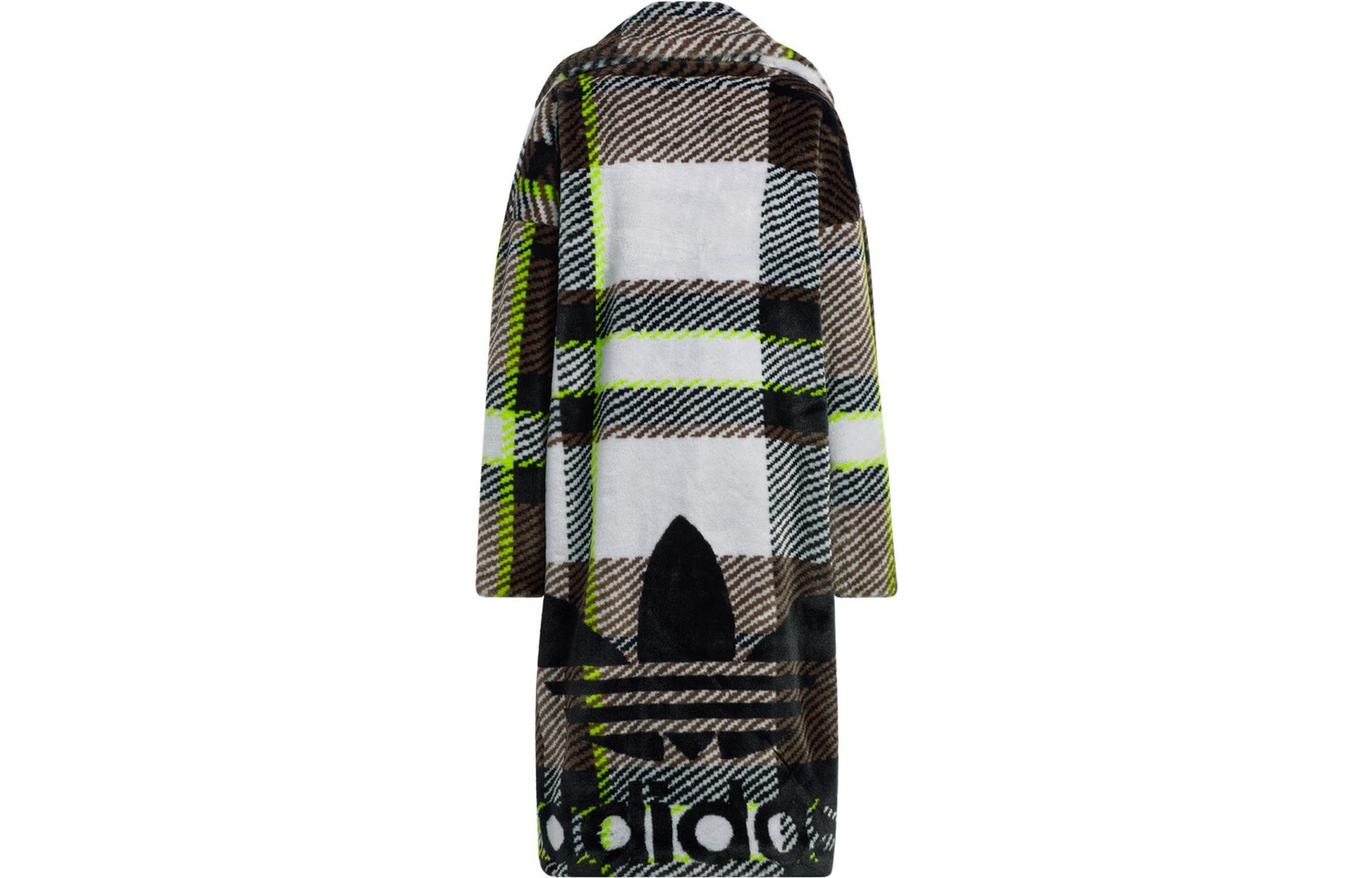Пальто Adidas Originals Ivy Park Halls Of Ivy Plaid Faux Fur, светло-серый/черный/коричневый — фото 2