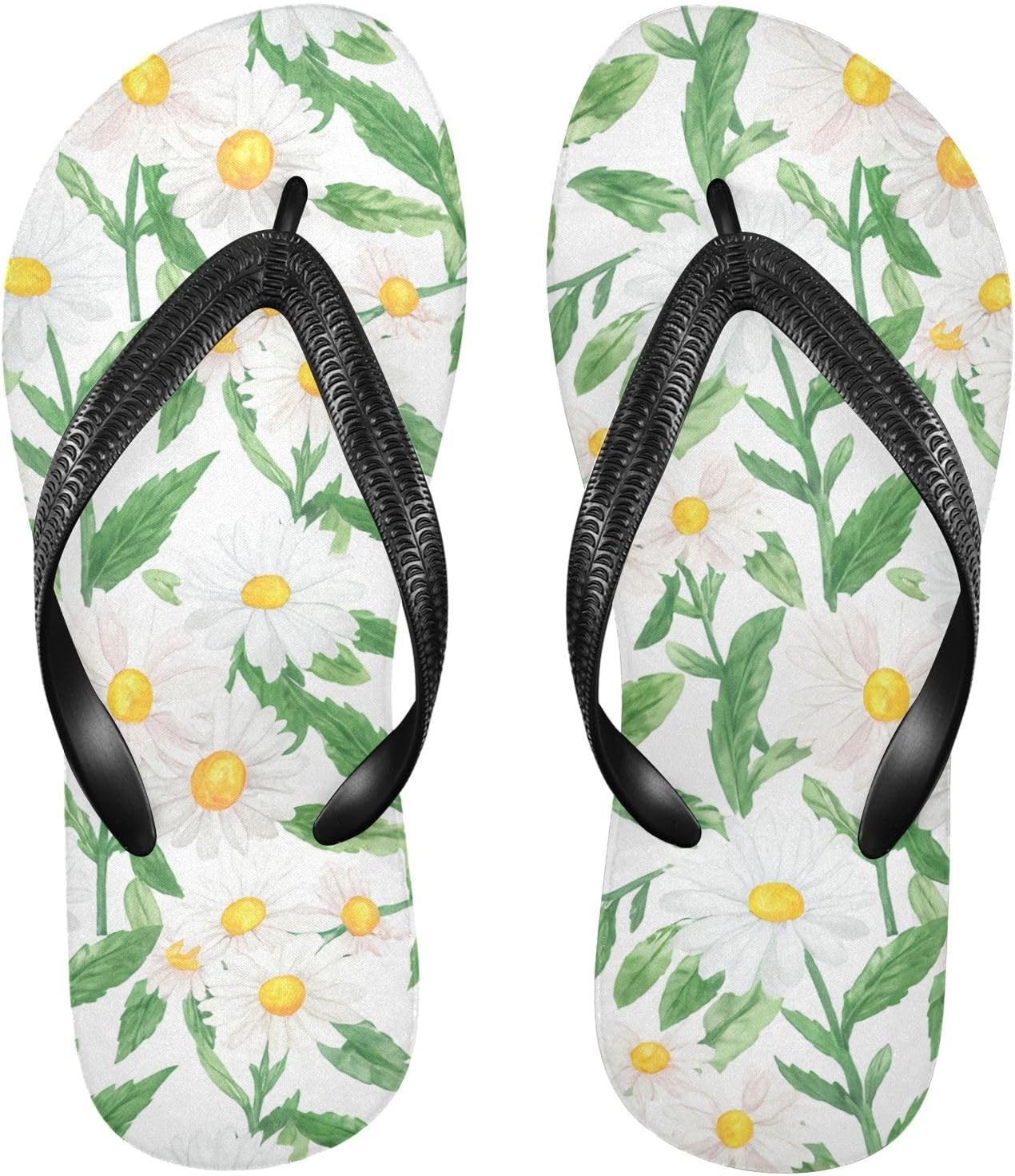 

Летние сланцы с белыми ромашками, пляжные шлепанцы, резиновые нескользящие тапочки для женщин и мужчин Sinestour