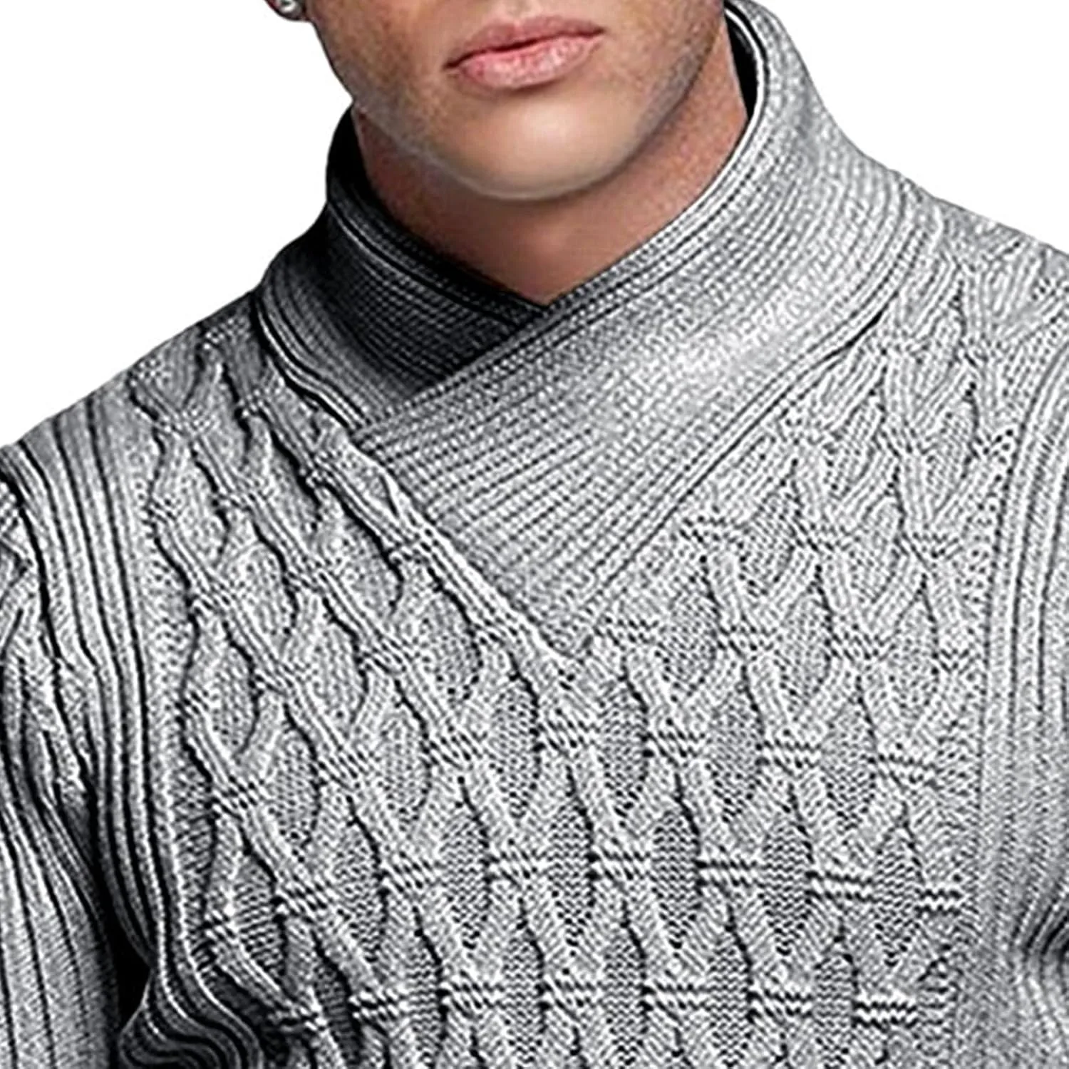Мужской свитер с узором diamond knit, легкий — фото 4
