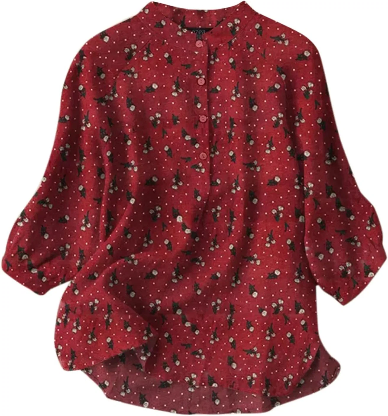 Блуза с принтом, женская, Oversize, красный