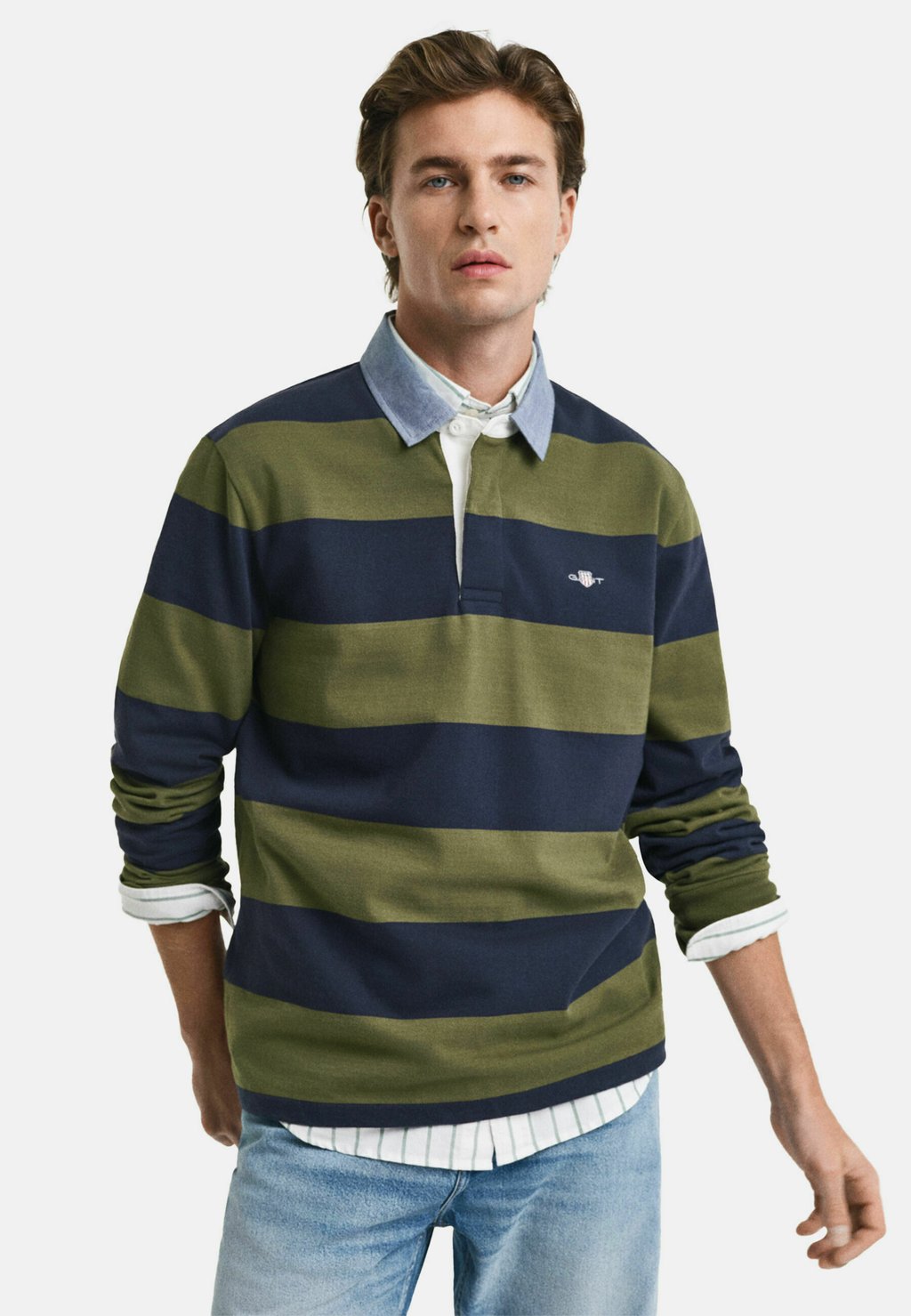 

Рубашка поло CHAMBRAY STRIPE HEAVY RUGGER - Long sleeved top GANT, цвет Moss Green
