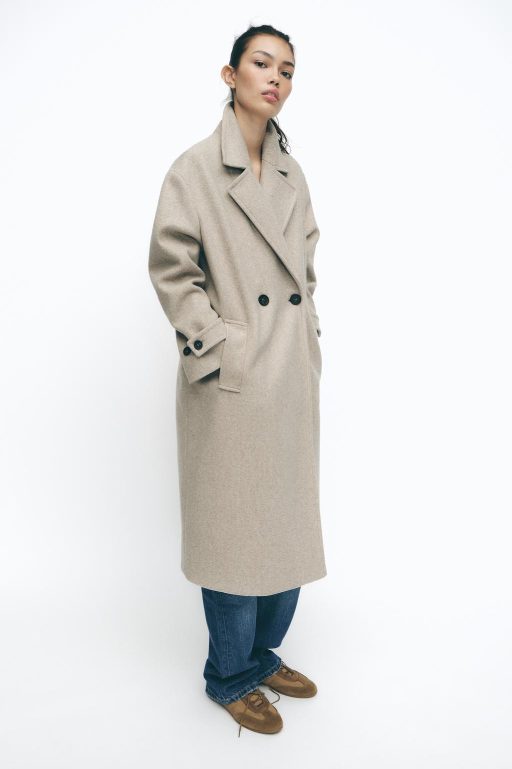 

Мягкое пальто оверсайз ZARA, бежевый