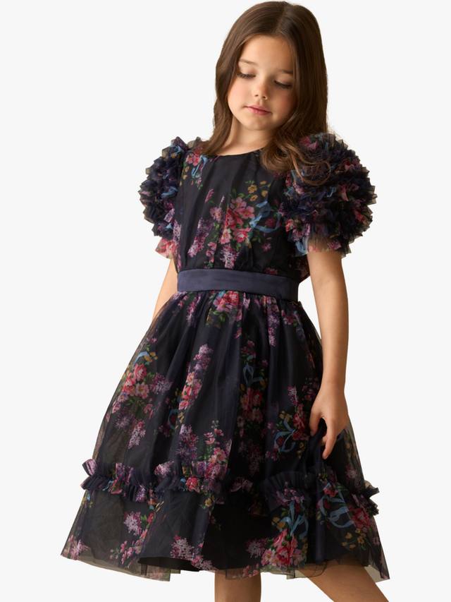 

Детское платье Florence Floral с короткими рукавами миди Angel & Rocket