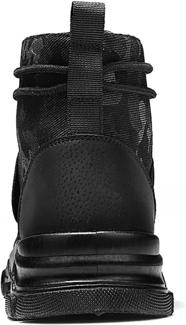 

Тактические военные ботинки TERBOFIN для мужчин, комфортные боевые ботинки, легкие камуфляжные ботинки средней высоты из ткани с мягкой подошвой для повседневной работы и прогулок, черный