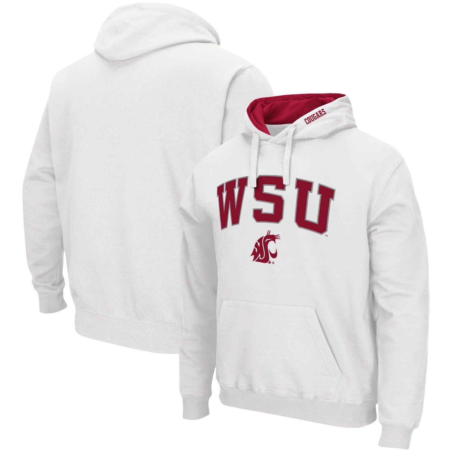 

Мужской белый пуловер с капюшоном Washington State Cougars Arch & Logo 3.0 Colosseum