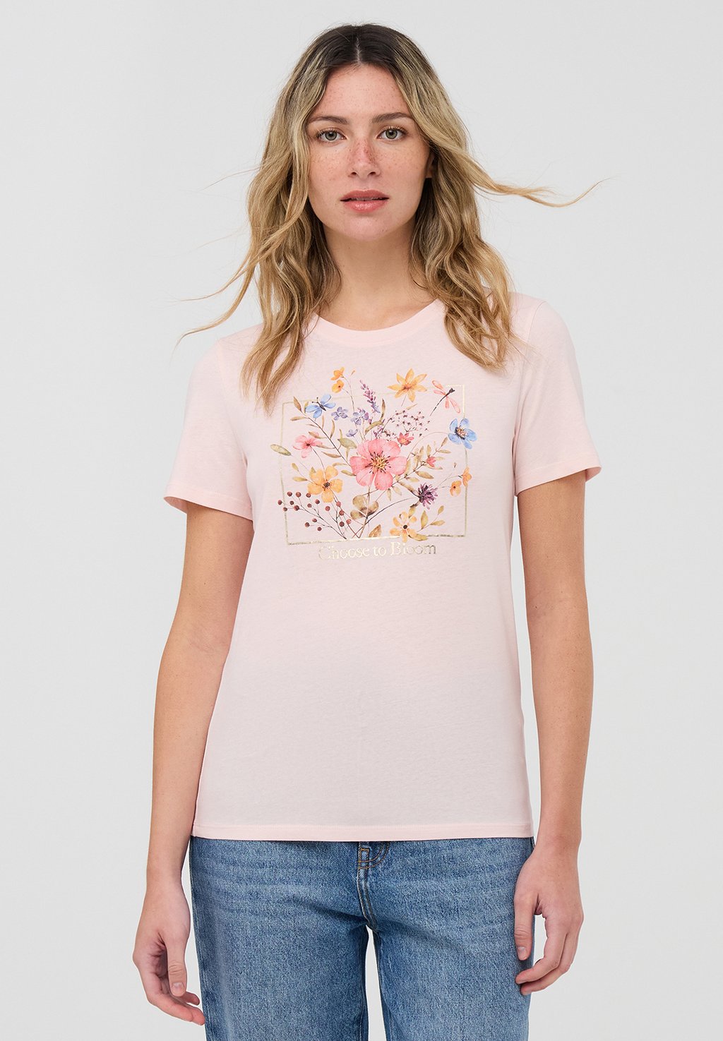 

Футболка с принтом FLORAL Terranova, розовый