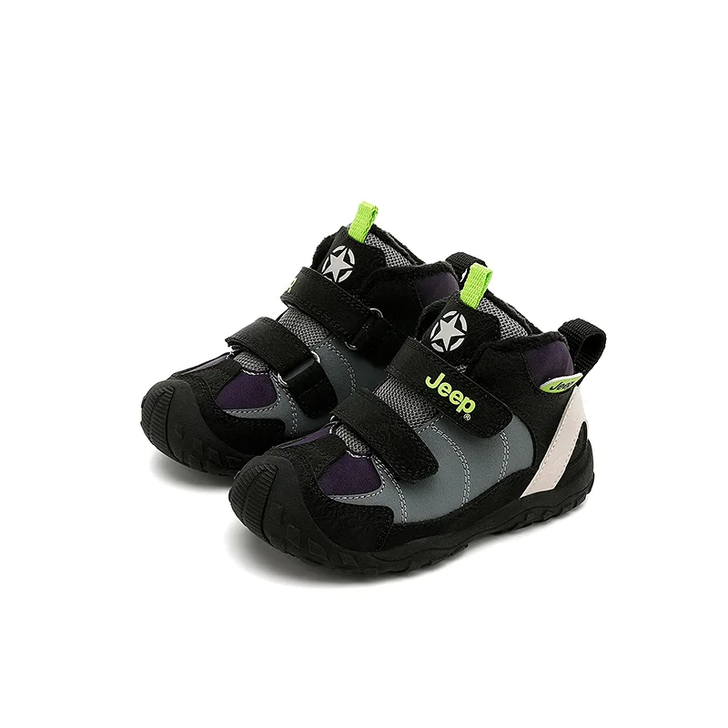 Утепленные противоскользящие износостойкие ботинки для детей Jeep, Obsidian Black/Imperial Purple[Thin Cotton] — фото 4