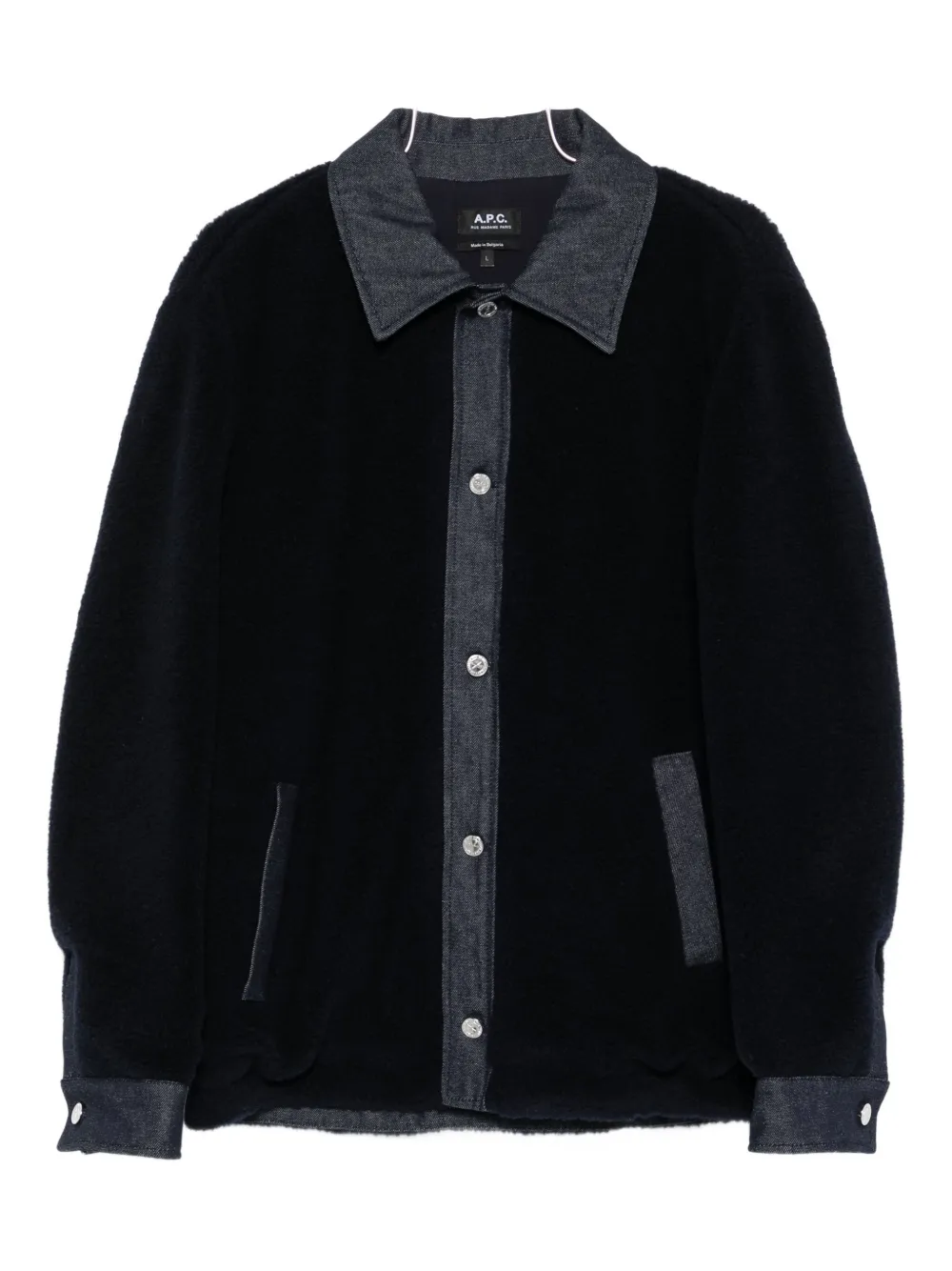 

Куртка с джинсовыми вставками из флиса A.P.C., синий