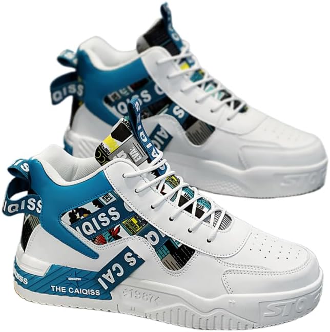 

Мужские высокие кеды для скейтборда, повседневная обувь для прогулок, уличная модная обувь, легкие кроссовки на все сезоны Hhhchpm, белый/синий