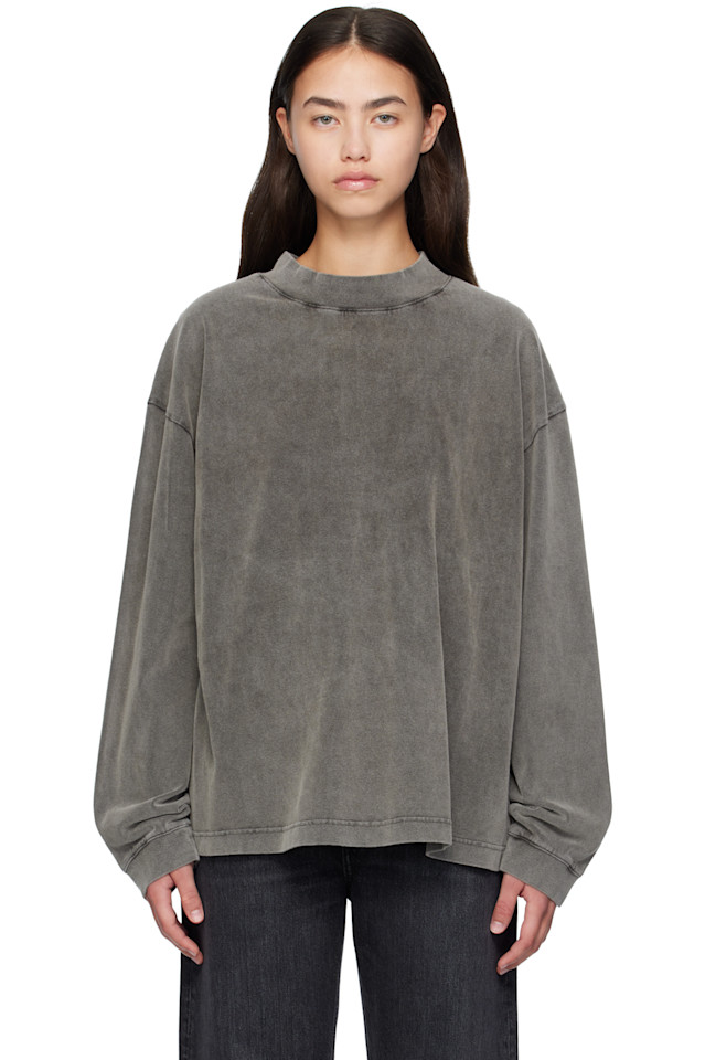 

Acne Studios Серая футболка с круглым вырезом и нашивкой с логотипом