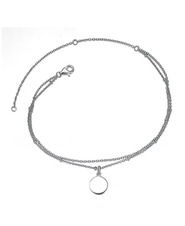 

Серебряный браслет на лодыжку с подвеской в виде диска, двухслойная цепочка, регулируемая длина Gigigirl, silver