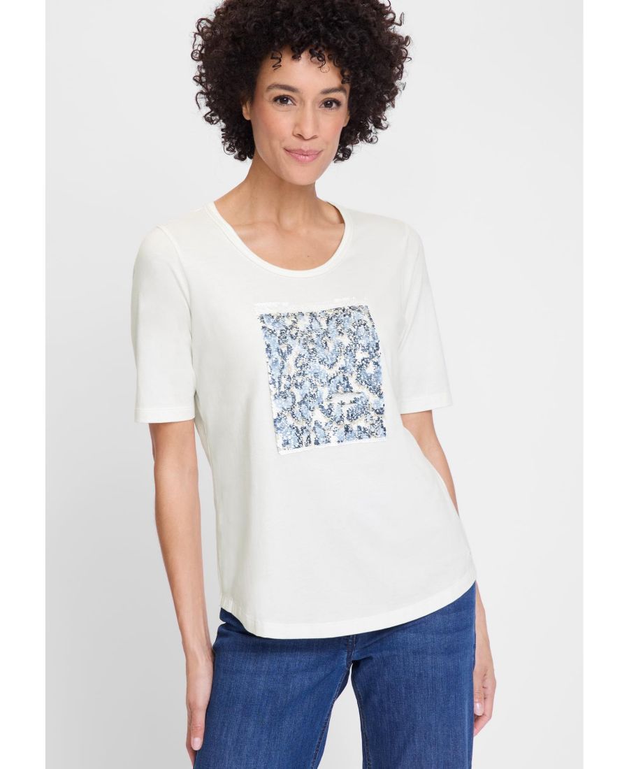 

Женская футболка с пайетками и изображением Льва Olsen, Off white, Белый, Женская футболка с пайетками и изображением Льва Olsen, Off white