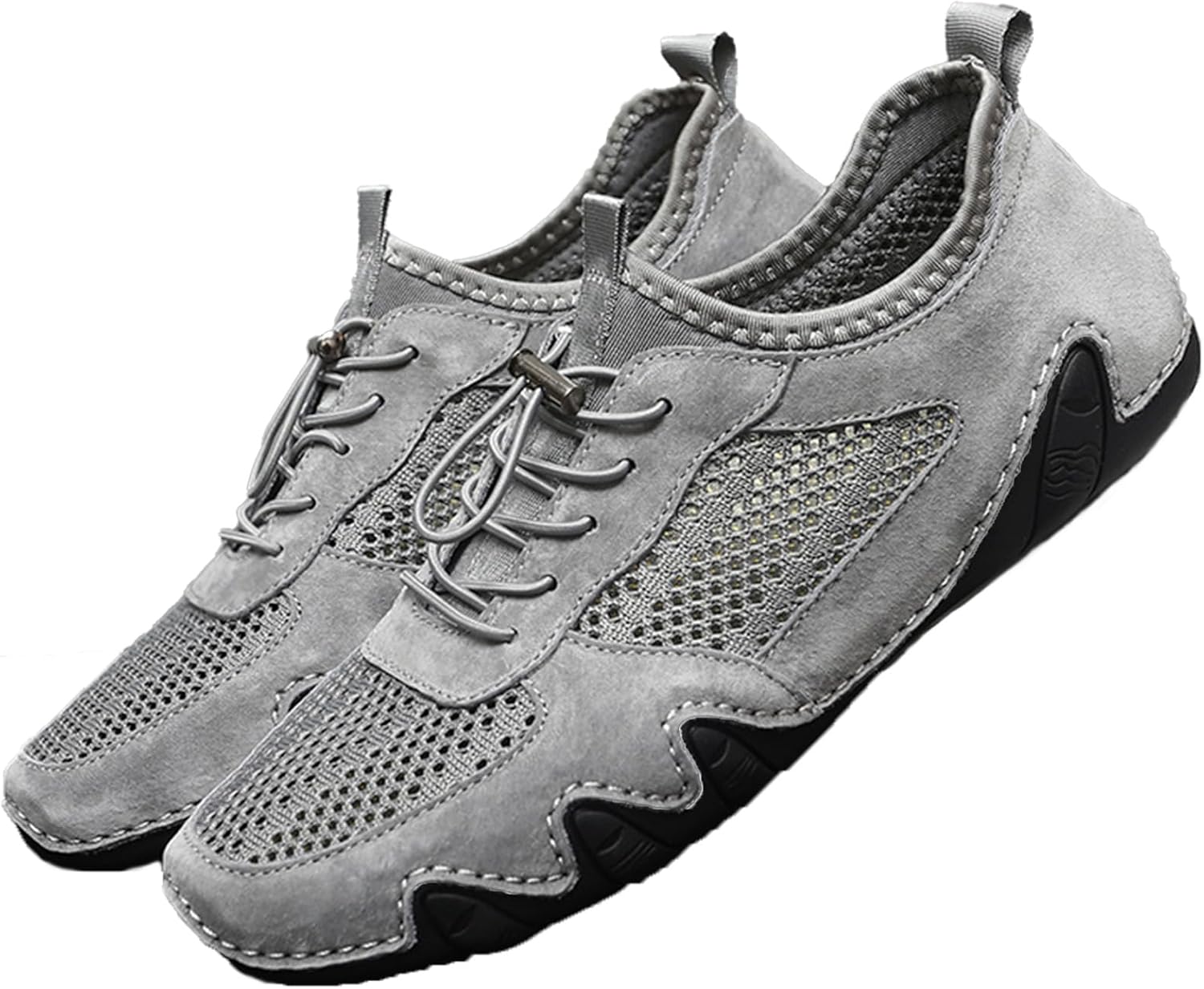 

Мужские летние дышащие трекинговые кроссовки AngryMonkey для ходьбы и походов, итальянская ручная работа, мягкие замшевые лоферы без шнурков, серый