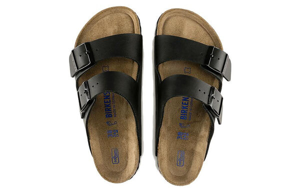 Тапочки arizona soft footbed birko-flor narrow fit 'black' Birkenstock, черный — фото 4