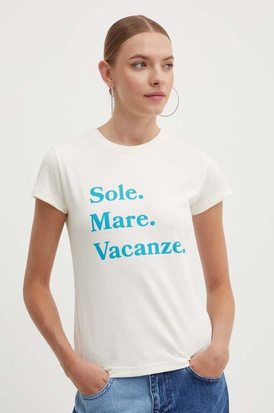 

Хлопковая футболка Sole Mare Vacanze Drivemebikini, бежевый