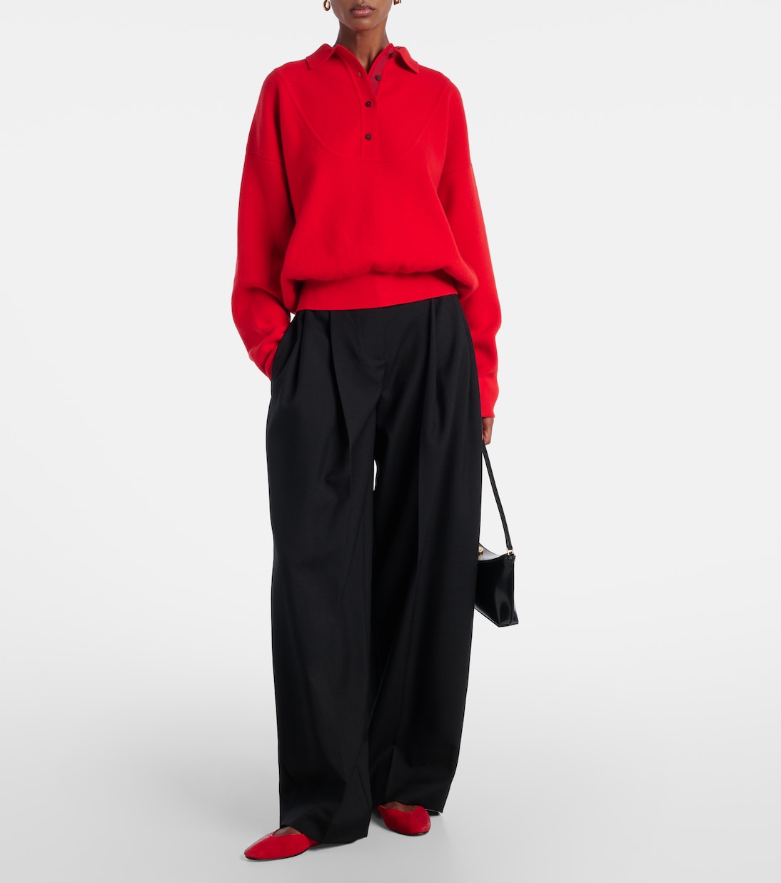 Свитер-поло из воздушной шерсти и кашемира Jacquemus, красный — фото 2