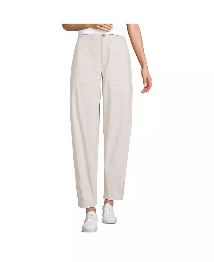 

Женские брюки-чинос с высокой посадкой и узкими брюками длиной до щиколотки Lands' End, серый