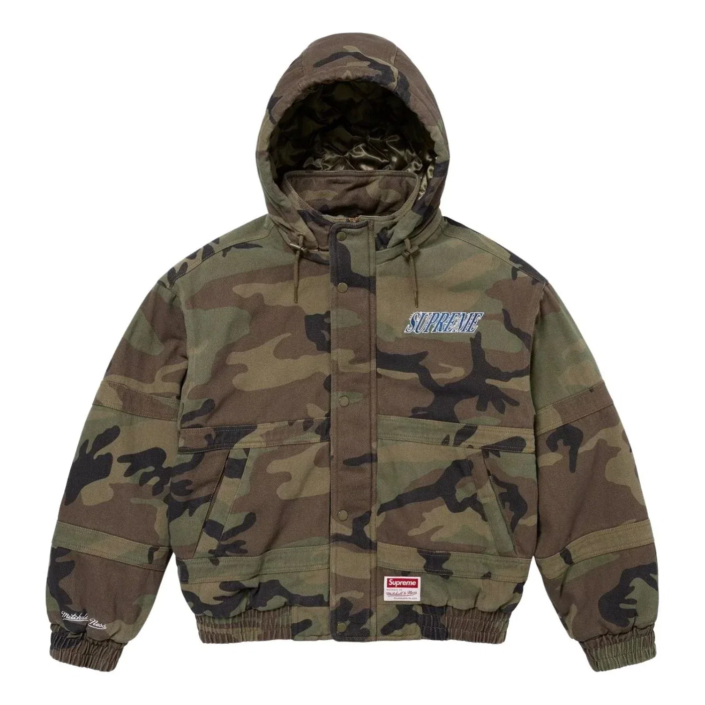 Куртка Supreme x Mitchell & Ness Twill Stadium Jacket 'Woodland Camo' FW24J106-WOODLAND-CAMO, мультиколор