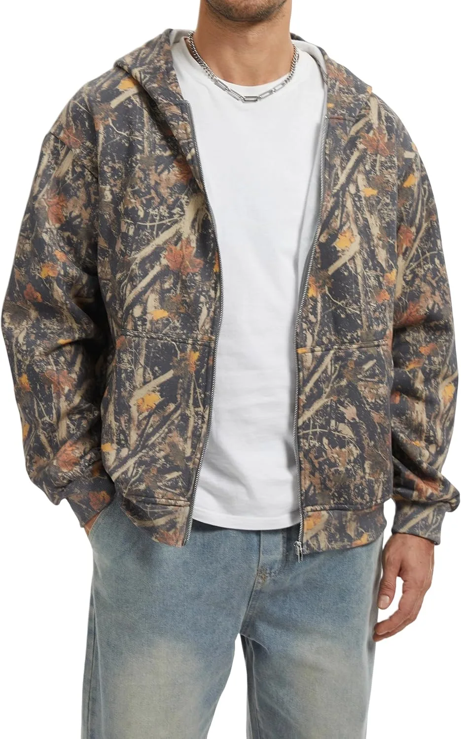 

Толстовка с камуфляжным принтом и капюшоном на молнии Anoumcy