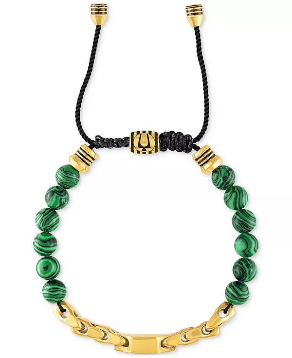 

Мужской браслет-боло из звеньев и бусин из позолоченной нержавеющей стали Bulova, na