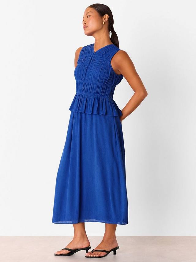 

Платье миди с присборенным лифом и расклешённой юбкой, модель Petite, с V-образным вырезом Whistles, Cobalt Blue