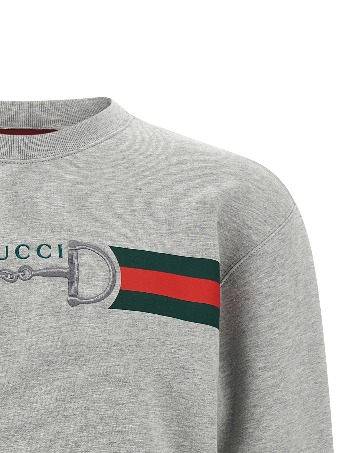 Свитшот с лентой Web и застежкой Horsebit GUCCI, серый — фото 3