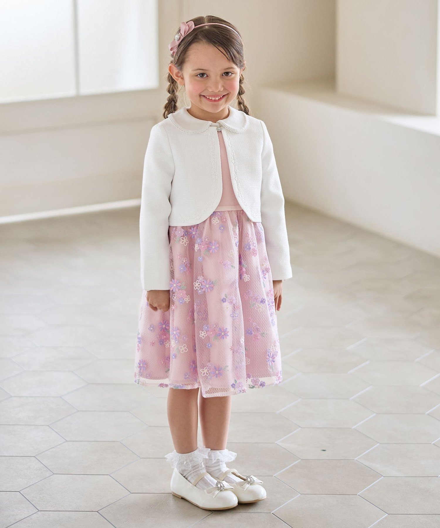Платье с цветочной вышивкой Any Kids, Pink [012] — фото 4