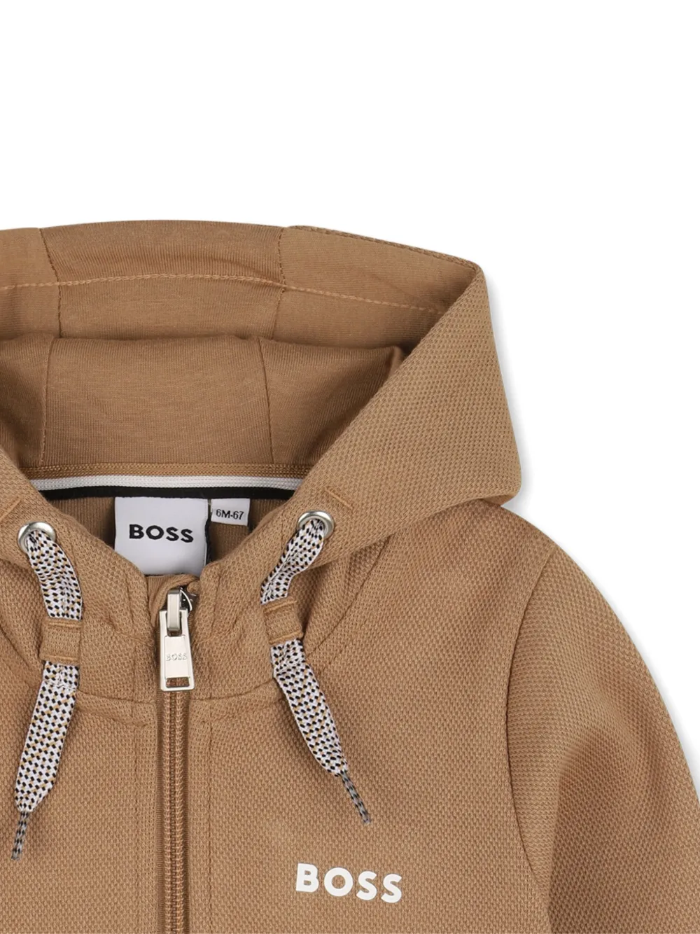 Толстовка с капюшоном на молнии BOSS Kidswear, коричневый — фото 3