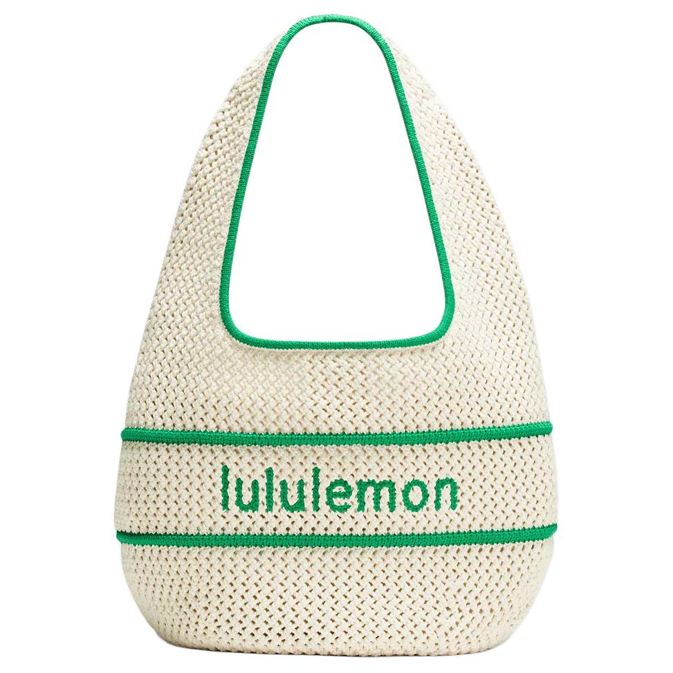 

Lululemon Полиэстеровая сумка через плечо женская светло-бежевая с зелёным, Light Ivory Runway Green