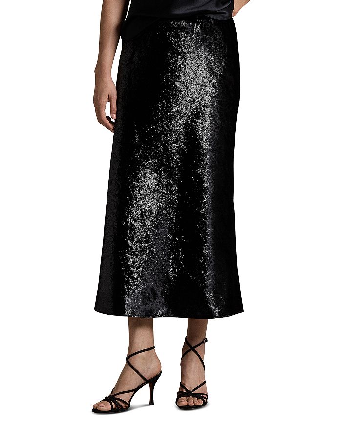 

Юбка Lauren Ralph Lauren Metallic Velvet Bias Cut, черный