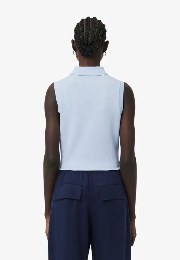 Поло Lacoste Bleu Clair-Hba без рукавов, приталенный крой, однотонный — фото 3