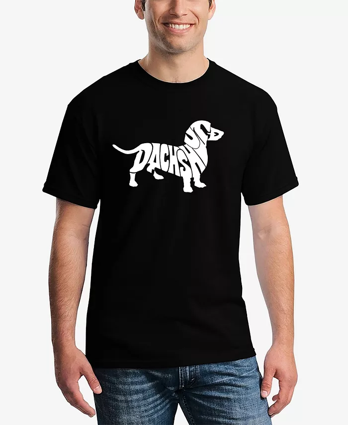 

Мужская футболка с принтом "Dachshund" с коротким рукавом LA Pop Art, черный