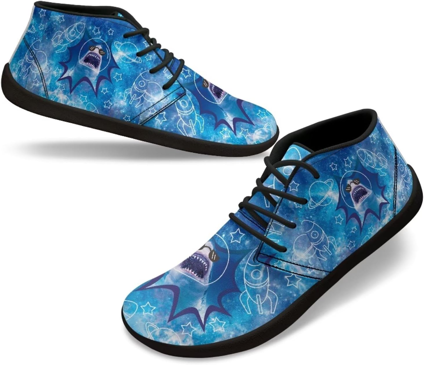 

Мужские кроссовки для ходьбы с рисунком синих акул, нескользящей подошвой и нулевым перепадом, для бега Xixirimido