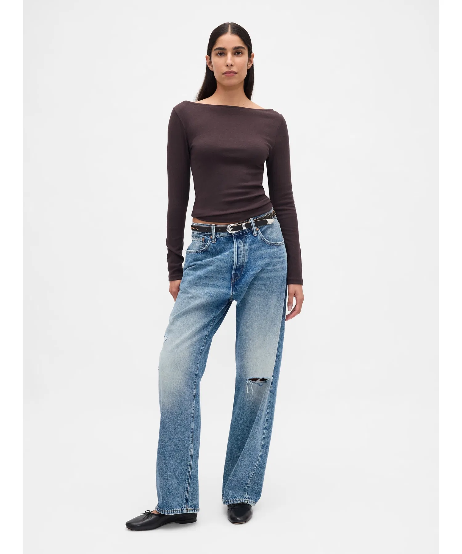 Женская футболка GAP с лодочным вырезом — фото 4