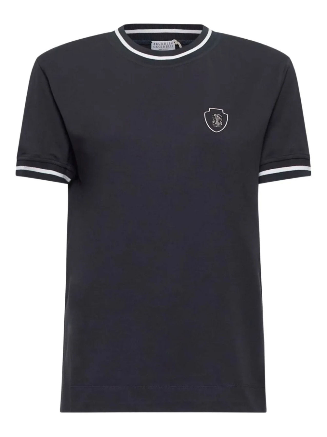 

Футболка с круглым вырезом в рубчик от Brunello Cucinelli, синий