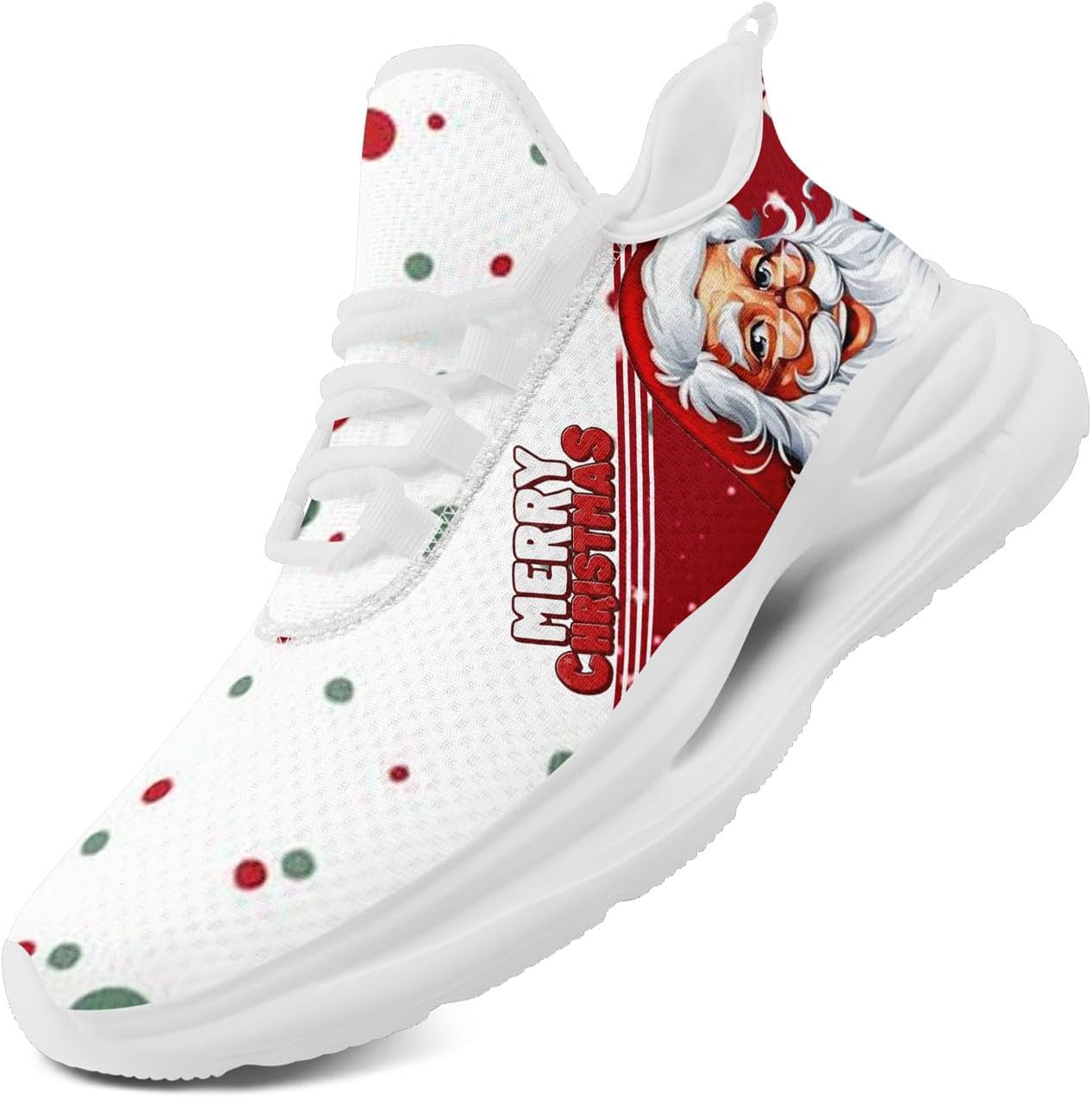 

Кроссовки с рождественской тематикой Санта-Клауса для мужчин и женщин - удобные теннисные и ходовые обувь, амортизирующие спортивные кроссовки для тренировок Coolcustomize, красный