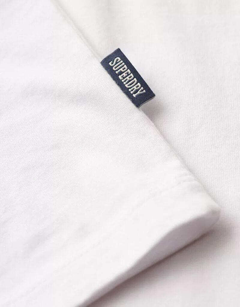 Хлопковая бейсбольная футболка с логотипом Superdry Essential бело-черного цвета — фото 4